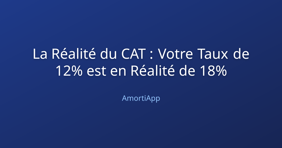La Réalité du CAT : Votre Taux de 12% est en Réalité de 18%