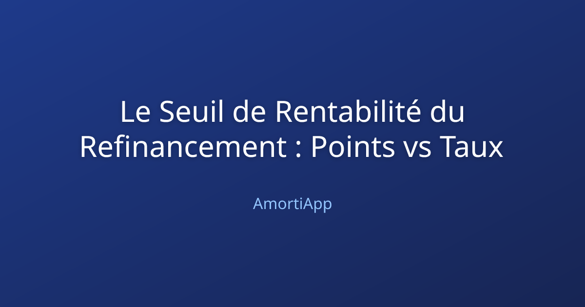 Le Seuil de Rentabilité du Refinancement : Points vs Taux